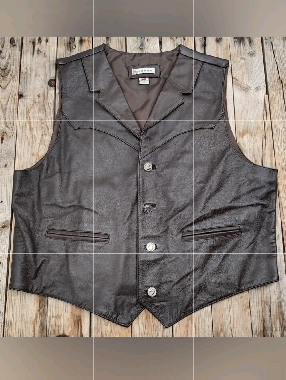 vintage Roper brown leather vest men's Size 2XL